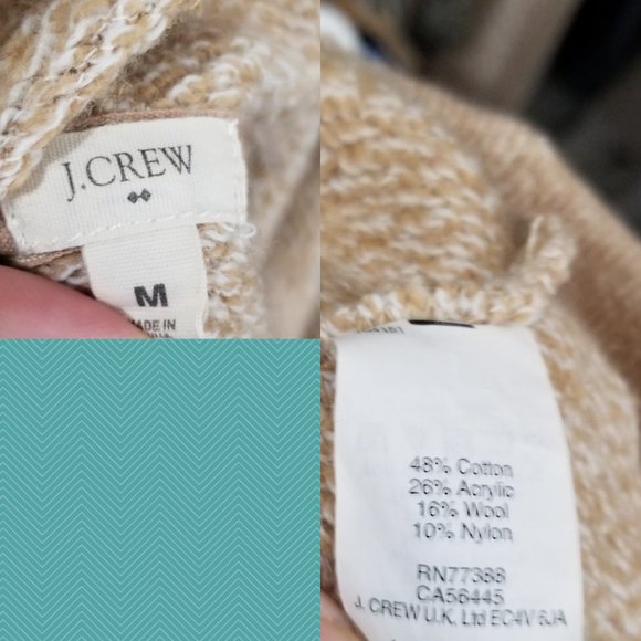 J. Crew Heathered Beige Oatmeal Funnel Neck Sweatshirt - Picture 5 of 5